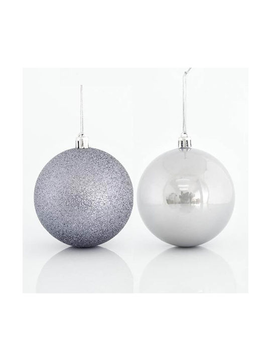 Eurolamp Christmas Plastic Ball Ornament Gray 8x8cm 6pcs