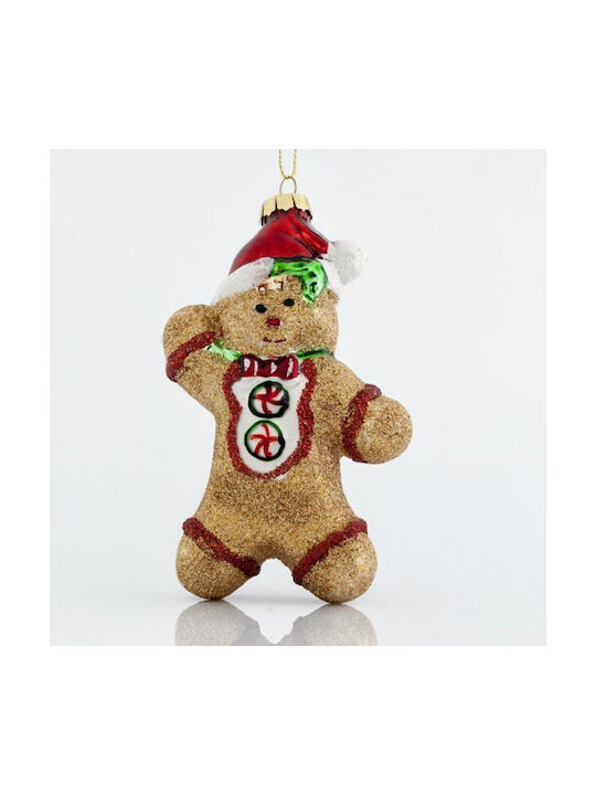 Hanging Ornament Bear Glass Brown 7.5x13cm