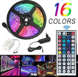 GlobalExpress Waterproof LED Strip 12V RGB 5m Set with Remote Control and Power Supply Inspired SMD5050 GL-