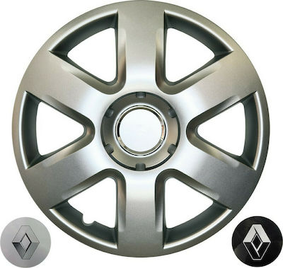 Croatia Cover Car Hubcap Set with Renault Emblem 15" 4pcs Silver