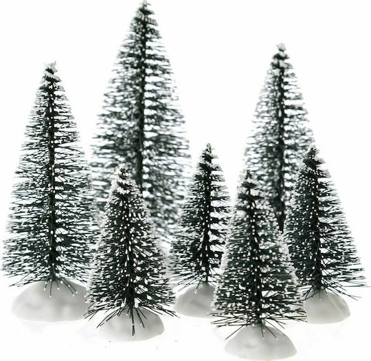 Christmas Decorative Snowy Tree 10cm Green 7pcs