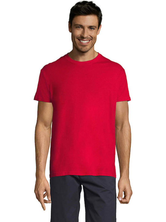 Sol's Regent Ανδρικό Διαφημιστικό T-shirt Κοντομάνικο σε Κόκκινο Χρώμα