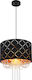 Globo Lighting Clarke Pendant Light Black with Crystals for Socket E27 35cm