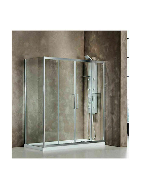 Devon Primus Plus Slider 2+2 SL2T170C-100 Shower Screen for Shower with Sliding Door 167-171x195cm Clean Glass Chrome