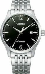 Citizen Ρολόι Αυτόματο με Ασημί Μεταλλικό Μπρασελέ