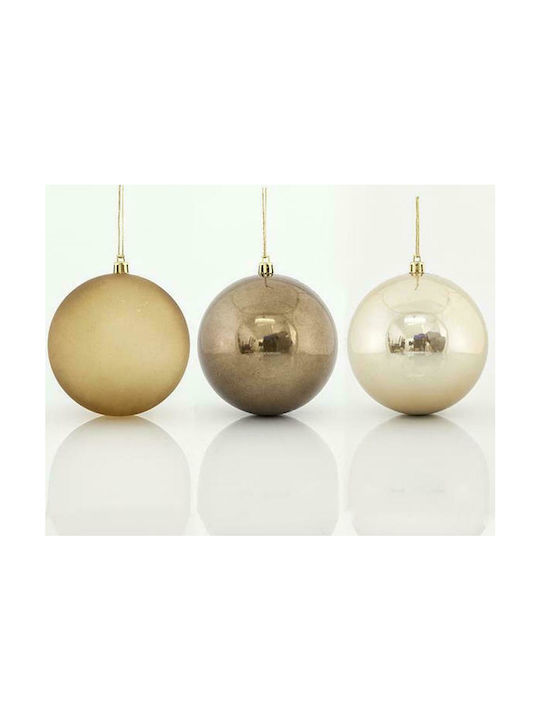 Eurolamp Ornament de Crăciun Bilă Plastic Aur cu Pulbere de Aur cu Paiete 10buc Set 6buc