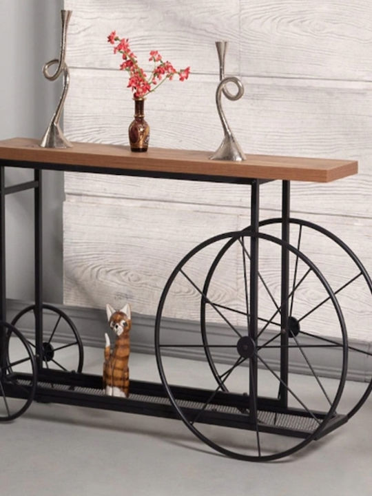 Bike Konsolentisch Holzschwarz / Walnuss M148xB28xH85cm