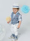 Bonito Baby Boys Baptism Suit with Vest 19100 5pcs Blue