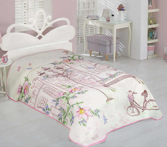 Beauty Home Κουβέρτα Βελουτέ Romantic Λευκή 160x220εκ.