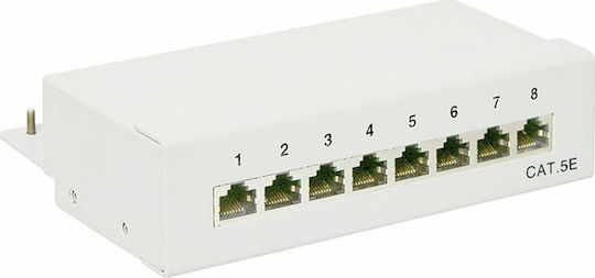 Goobay Patch Panel for Rack 1U with 8 cat5e Ports Gray