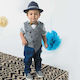 Bonito Baby Baptism Suit with Vest for Boys Blue 5 Pieces
