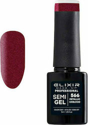 Elixir Ημιμόνιμο Βερνίκι Νυχιών Semi Gel 566 Metallic Oxblood 5ml