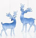 Hanging Fawn Ornament Plastic 10.2x12.7cm with Glitter Various Designs