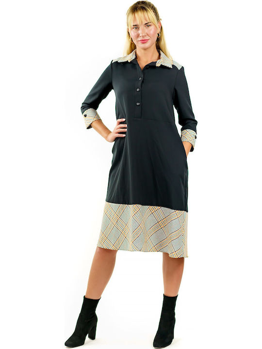 Midi Black Karo Dress