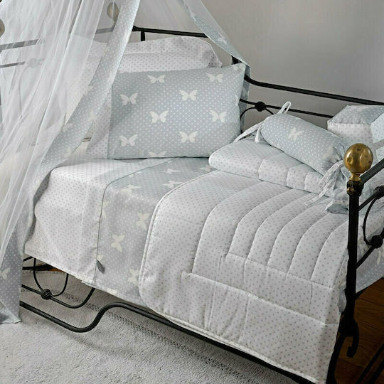 Down Town Home Baby Bettbezug Set mit Kissenbezug Gray 105x150cm.