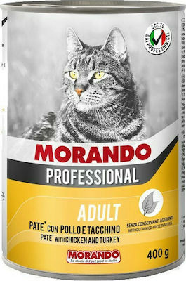 Morando Professional Nasses Katzenfutter für Katze in Dose mit Türkei und Huhn 400gr MO01265