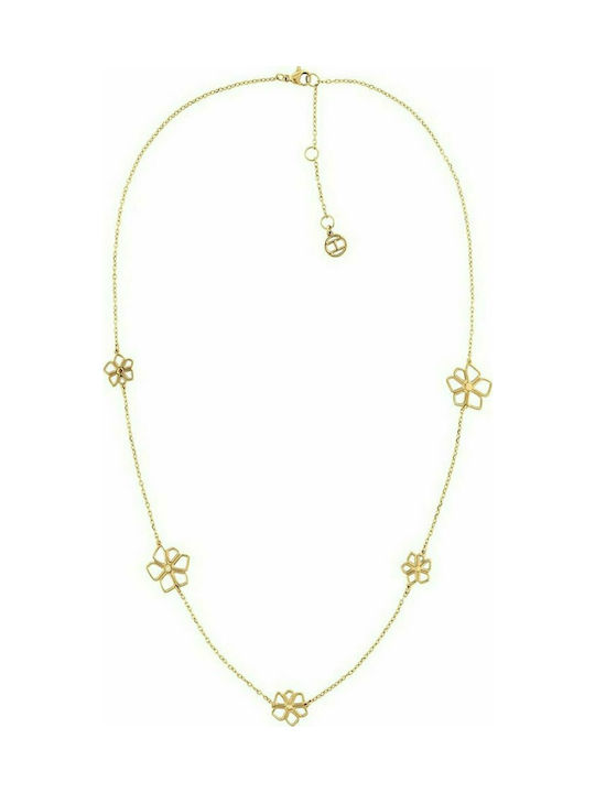 Tommy Hilfiger Halskette mit Design Blume aus Vergoldet Stahl