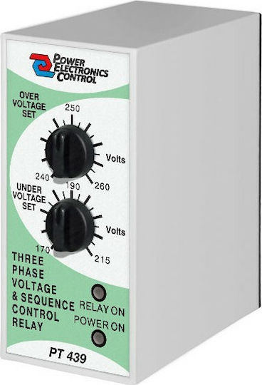 Power Electronics Τριφασικός Επιτηρητής Τάσης Ράγας Διαδοχής με Ρυθμιζόμενο Άνω και Κάτω Όριο PT439-8