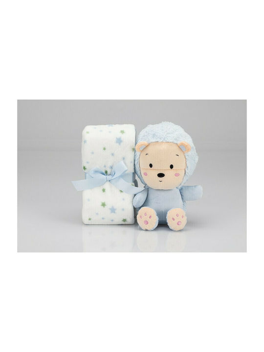 Interbaby Blanket Nursery Swaddling Blankets Lion Fleece Light Blue with Animal 80x110cm