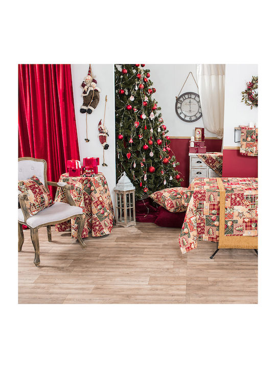 Teoran Weihnachts- Tischtuch Stoff Rot B135xL135cm. 1Stück