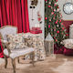 Teoran Christmas Tablecloth Fabric Beige L180xW135cm.