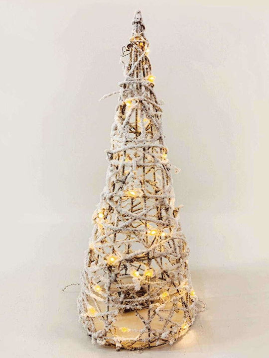 Beleuchtet Weihnachtsdekoration Schneebedeckt Baum Kegel 60cm Batterie Weiß