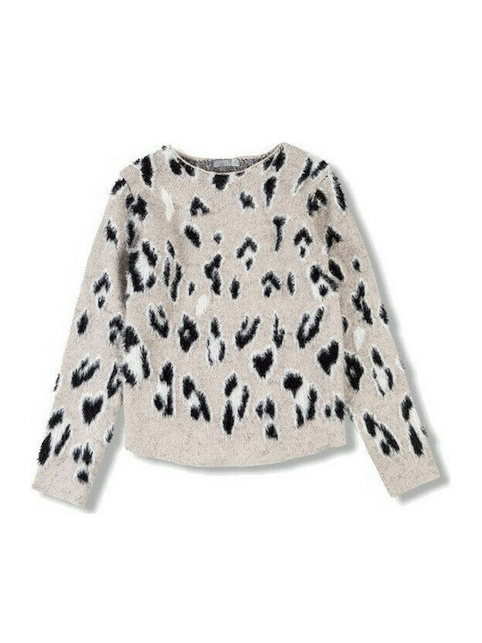 Losan Kids Sweater Long Sleeve Beige Leopard