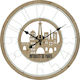 Inart Antique Wall Clock Wooden Natural-Beige Ø60cm