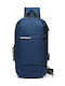 Ozuko Ανδρική Τσάντα Στήθους σε Navy Μπλε χρώμα