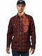 Men's Long Sleeve Checked Burgundy Shirt