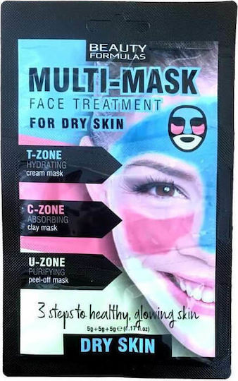 Beauty Formulas Peel Off Μάσκα Προσώπου για Αναζωογόνηση / Ενυδάτωση Με Άργιλο 3 τμχ x 5gr