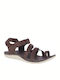 Merrell Trailway Wrap Leather Women's Flat Sandals with Strap in Brown Color