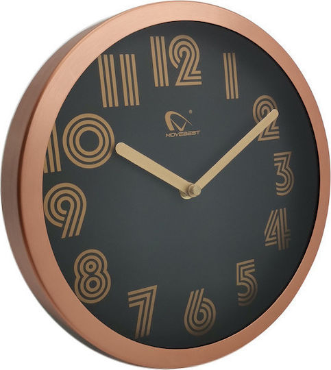 Oscar Plus Leise Wanduhr Metallisch Kupfer Ø30cm