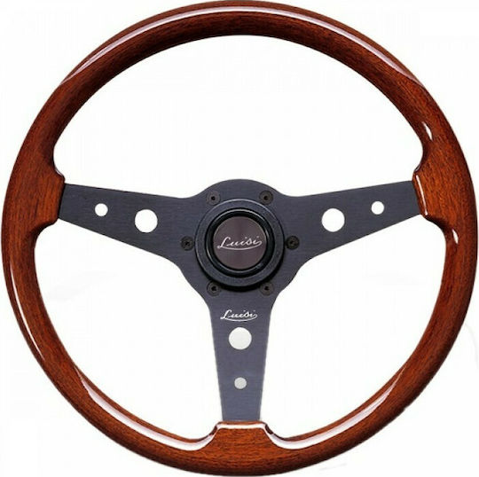 Luisi Montreal Wooden Three Spoke Car Steering Wheel with 34cm Diameter Black/Brown ΤΙΜ./LU