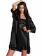 Milena by Paris Damen Satin Robe Schwarz 5220 005220-Μαύρο