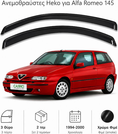 Heko Set deflectoare de vânt Dark Fime pentru Alfa Romeo Alfa 145 2buc