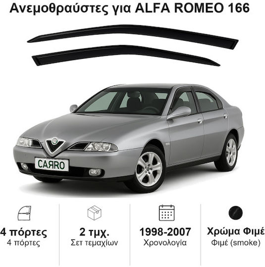Heko Set of Windbreakers Front Car Dark Fime for Alfa Romeo Giulietta 2pcs