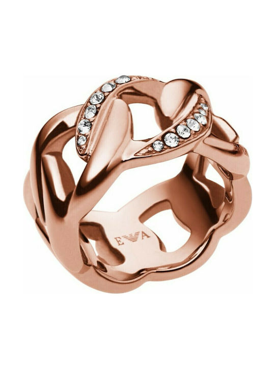 Emporio Armani Damen Ring mit Zirkonia aus Stahl Vergoldet