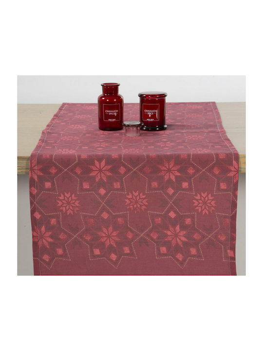 Nef-Nef Homeware Spirit Weihnachts- Tischtuch Läufer Stoff Rot B140xL45cm. 1Stück