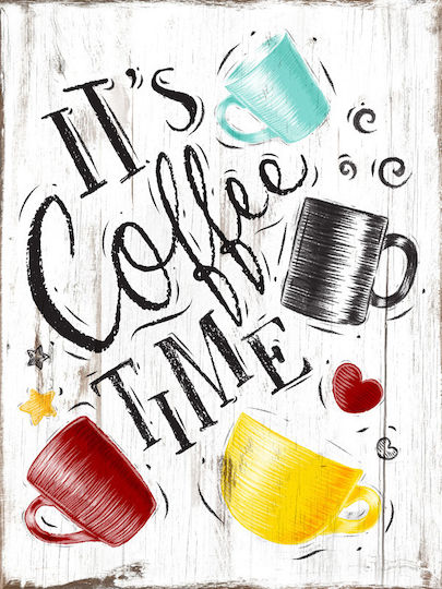 Etoile Placă Decorativă Coffee Time Lucrată Manual Multicoloră Din Lemn 30x1x40cm