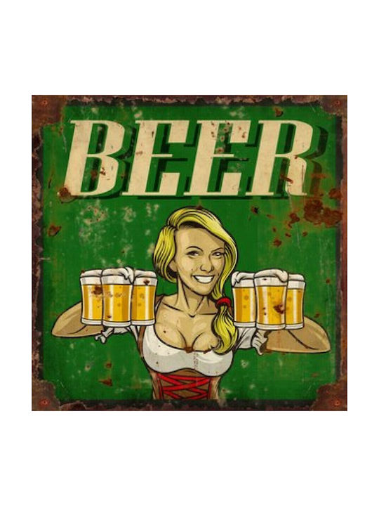 Etoile Wanddekoration Schild Beer Handgefertigt Bunt aus Hölzernes 30x0,9x30cm