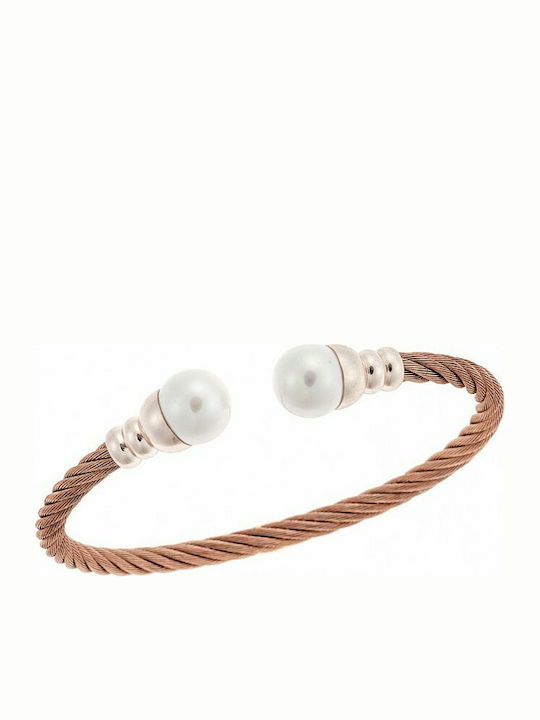 Senza Bracelet Handcuffs made of Steel Gold Plated with Pearls SSD3168RG