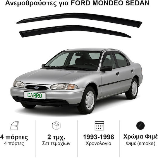 Heko Σετ Ανεμοθραύστες Αυτοκινήτου Μπροστινοί Σκούρο Φιμέ για Ford Mondeo 2τμχ