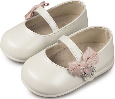 Babywalker Ecru-Rose Baptism Leather Pumps