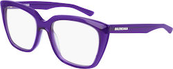 Balenciaga Femei Plastic Rame Ochelari Fluture Violet BB0062O-003