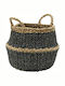 Inart Decorative Basket Wicker with Handles Black Natural Beige 30x30x30cm