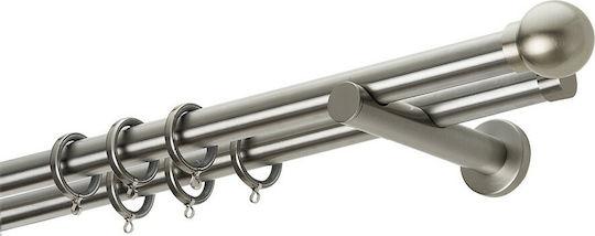 Zogometal Metallisches Vorhangstangen Architect Collection Double mit Stange Φ25mm 160cm Nikel Matt A0058 Zogometal Metallisches Vorhangstangen Architect Collection Double mit Stange Φ25mm 160cm Nikel Matt A0058
