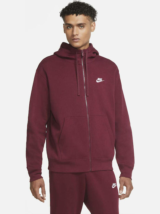 Club Sweatshirt Fleece with Hood Burgundy