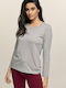 Women's Athletic Blouse Long Sleeve Gray