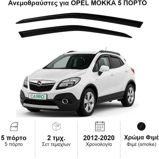Heko Set of Windbreakers Front Car Dark Fime for Opel Mokka 2pcs